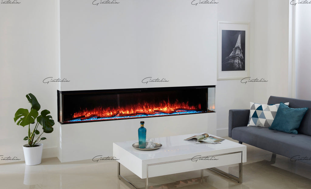 Luvelle 3D Panoramic Electric Fire 71 Inch 1/2/3 Sided Media Wall Electric Fire Insert