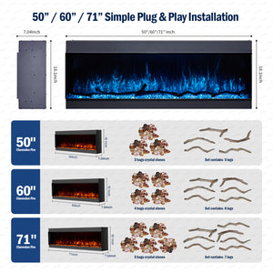 Clarendon Borderless Full Glass Media Wall Electric Fire Insert