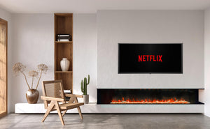 Advanced Fires 1800 Panoramic Widescreen HD 3 Sided Media Wall Fire