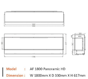 Advanced Fires 1800 Panoramic Widescreen HD 3 Sided Media Wall Fire
