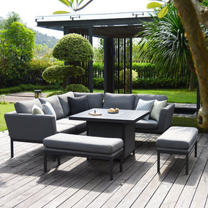 Maze Pulse Square Corner Dining Set with  Fire Pit