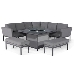 Maze Pulse Deluxe Square Corner Dining Set with Fire Pit Table