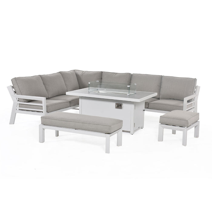 Maze New York Corner Dining Set With Fire Pit Table