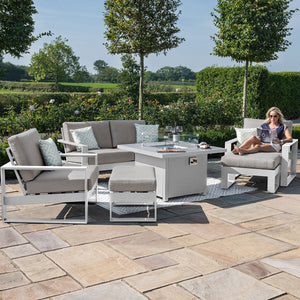 Maze Amalfi 2 Seat Sofa Dining Set with Square Fire Pit Table