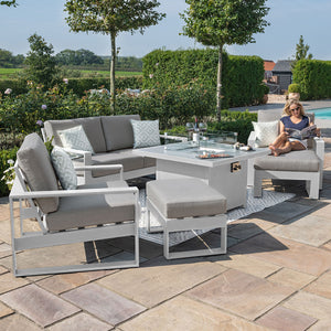 Maze Amalfi 2 Seat Sofa Dining Set with Square Fire Pit Table