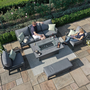 Amalfi 3 Seat Sofa Dining Set with Rectangular Fire Pit Table