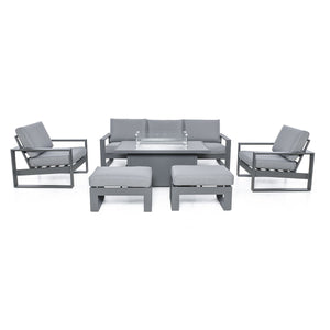 Amalfi 3 Seat Sofa Dining Set with Rectangular Fire Pit Table