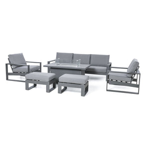 Amalfi 3 Seat Sofa Dining Set with Rectangular Fire Pit Table