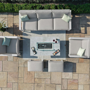 Amalfi 3 Seat Sofa Dining Set with Rectangular Fire Pit Table