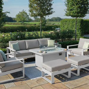 Amalfi 3 Seat Sofa Dining Set with Rectangular Fire Pit Table