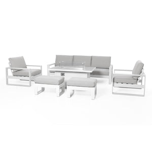 Amalfi 3 Seat Sofa Dining Set with Rectangular Fire Pit Table