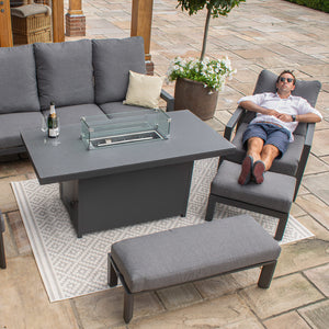 Maze Manhattan Reclining Corner Dining Set with Fire Pit and Armchair