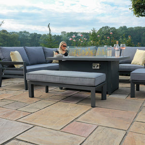 Maze New York Corner Dining Set With Fire Pit Table