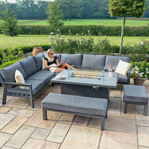 Maze New York Corner Dining Set With Fire Pit Table