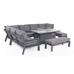 Maze New York Corner Dining Set With Fire Pit Table