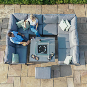 Maze New York U-Shaped Sofa Set with Firepit Table