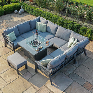 Maze New York U-Shaped Sofa Set with Firepit Table