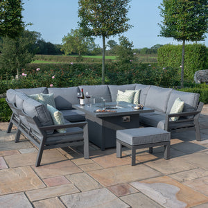 Maze New York U-Shaped Sofa Set with Firepit Table