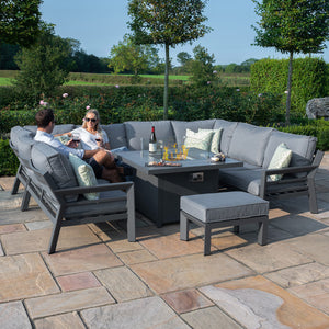 Maze New York U-Shaped Sofa Set with Firepit Table