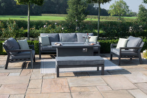 Maze New York U-Shaped Sofa Set with Fire Pit Table