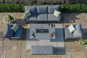 Maze New York U-Shaped Sofa Set with Fire Pit Table