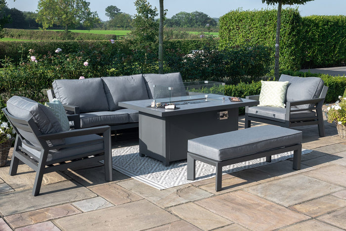 Maze New York U-Shaped Sofa Set with Fire Pit Table