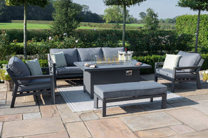 Maze New York U-Shaped Sofa Set with Fire Pit Table