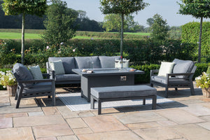 Maze New York U-Shaped Sofa Set with Fire Pit Table