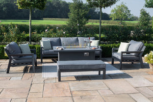 Maze New York U-Shaped Sofa Set with Fire Pit Table