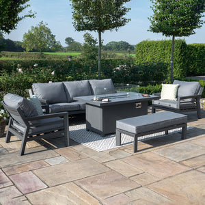 Maze New York U-Shaped Sofa Set with Fire Pit Table