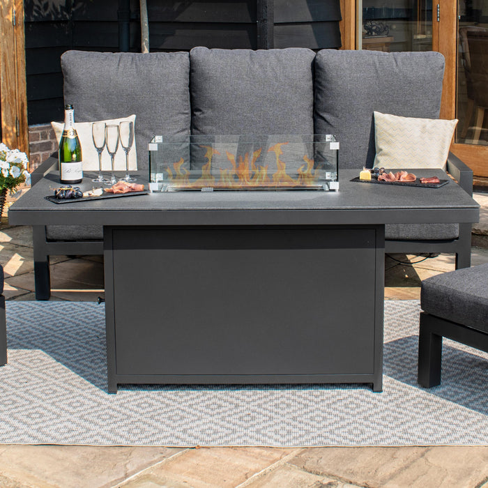 Maze Aluminium Fire Pit Dining Table (with spray stone effect top)