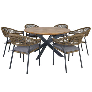 Maze Bali 6 Seat Round Dining Set