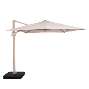 Maze Atlas Cantilever Parasol 2.4m x 3.3m Rectangular - With LED Lights & Cover - Wood Effect