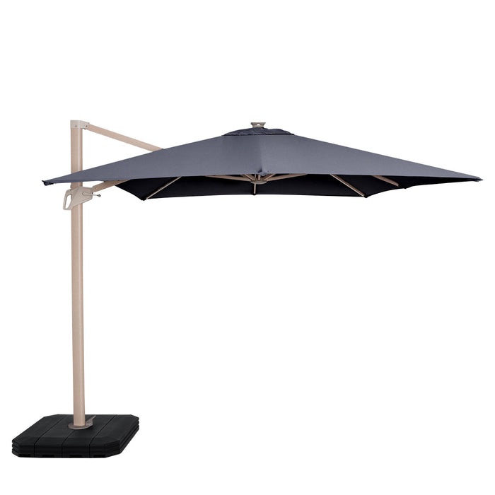 Maze Atlas Cantilever Parasol 2.4m x 3.3m Rectangular - With LED Lights & Cover - Wood Effect