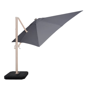 Maze Atlas Cantilever Parasol 2.4m x 3.3m Rectangular - With LED Lights & Cover - Wood Effect