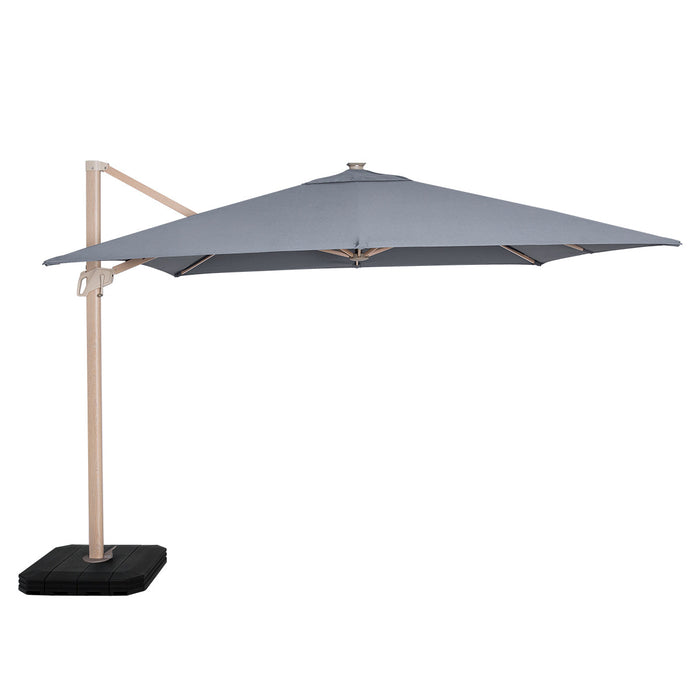 Maze Zeus Cantilever Parasol 3m Square - With LED Lights & Cover - Wood Effect