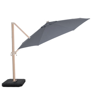 Maze Zeus Cantilever Parasol 3.5m Round - With LED Lights & Cover - Wood Effect