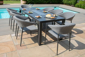 Maze Pebble 8 Seat Rectangular Fire Pit Dining Set