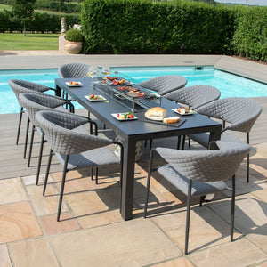 Maze Pebble 8 Seat Rectangular Fire Pit Dining Set