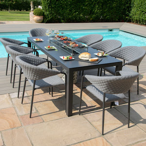 Maze Pebble 8 Seat Rectangular Fire Pit Dining Set