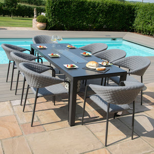 Maze Pebble 8 Seat Rectangular Fire Pit Dining Set