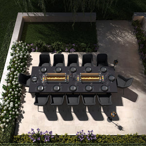 Maze Zest 12 Seat Rectangular Fire Pit Dining Set