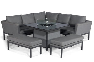 Maze Pulse Rectangular Corner Dining Set with Fire Pit