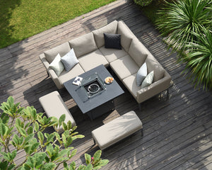 Maze Pulse Square Corner Dining Set with  Fire Pit