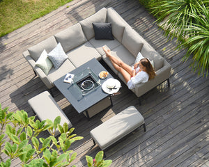 Maze Pulse Square Corner Dining Set with  Fire Pit