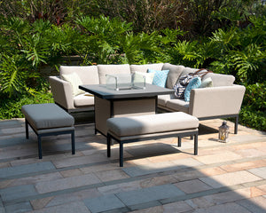 Maze Pulse Square Corner Dining Set with  Fire Pit