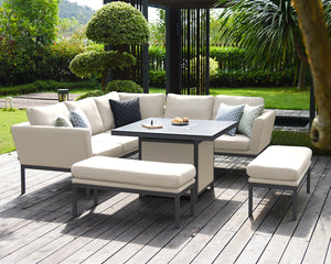 Maze Pulse Rectangular Corner Dining Set with Fire Pit