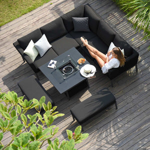 Maze Pulse Square Corner Dining Set with  Fire Pit