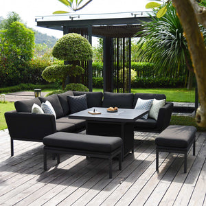 Maze Pulse Square Corner Dining Set with  Fire Pit