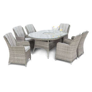 Maze Oxford 6 Seat Oval Ice Bucket Dining Set with Venice Chairs and Lazy Susan